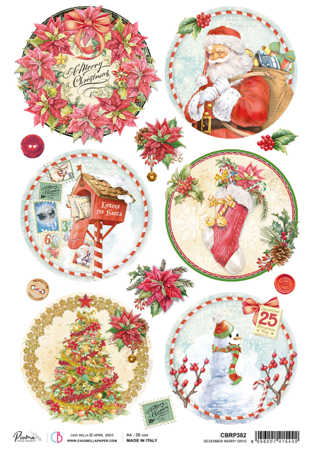 Ciao Bella Rice Paper A4 December Merry Days