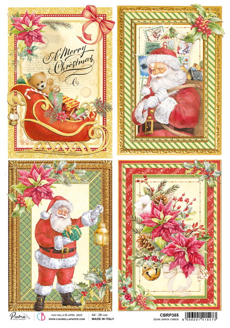 Ciao Bella Rice Paper A4 Dear Santa Cards