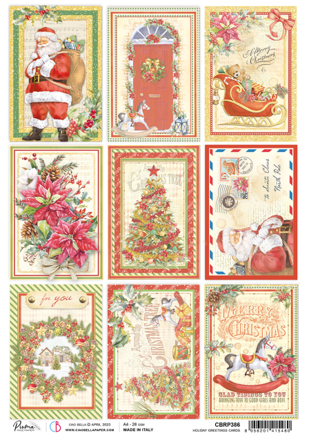 Ciao Bella Rice Paper A4 Holiday Greetings Cards