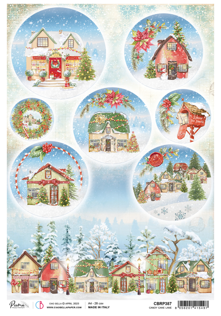 Ciao Bella Rice Paper A4 Candy Cane Lane