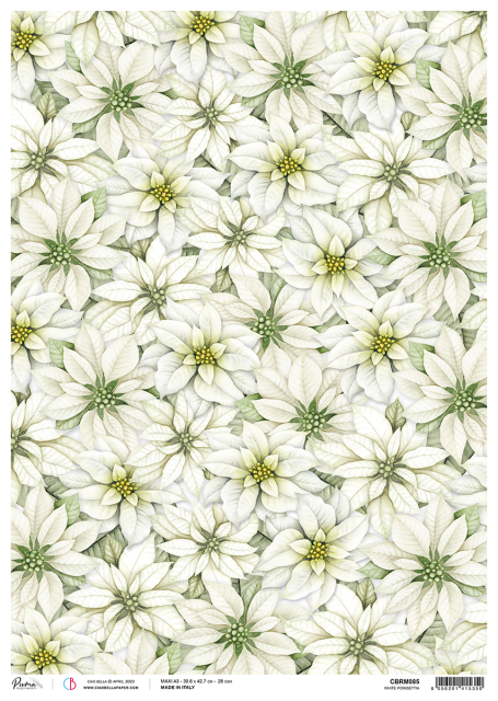 Ciao Bella Rice Paper A3 White Poinsetta