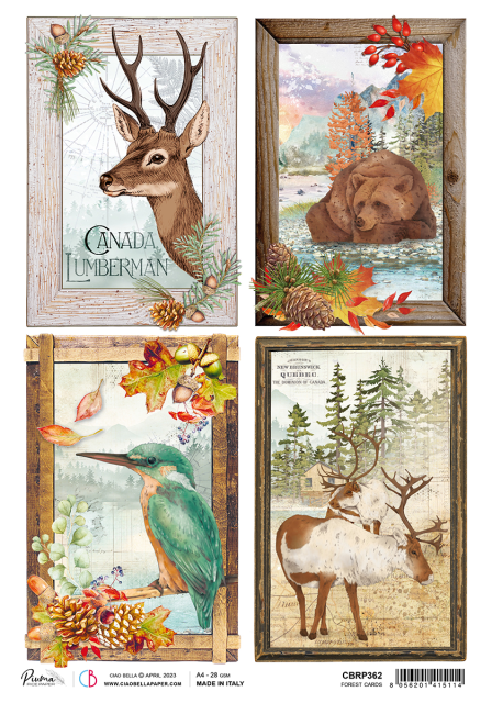 Ciao Bella Rice Paper A4 Forest Cards