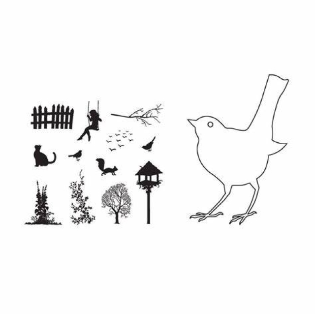 Claritystamp Bird Outline Clear Stamps with Mask