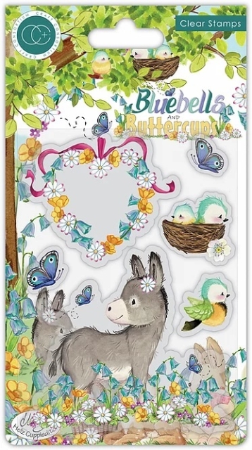 Craft Consortium Clear Stamp Transparenter Stempel Bluebells and Buttercups Donkey