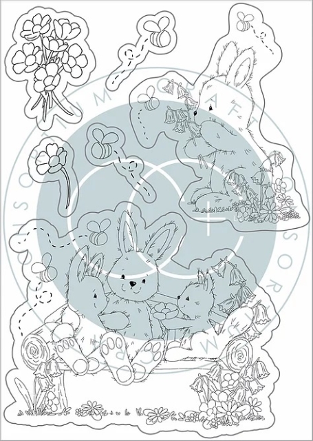 Craft Consortium Clear Stamp Transparenter Stempel Bluebells and Buttercups Bench