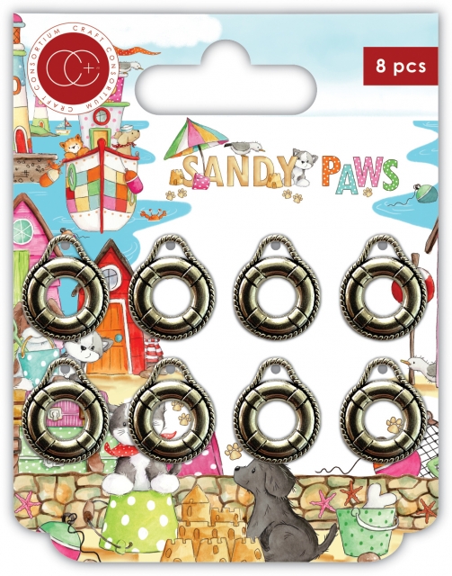 Craft Consortium Sandy Paws Metal Charms Life Rings