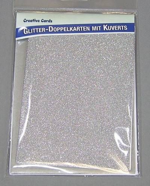 Glitter Doppelkarte Set A6 silber