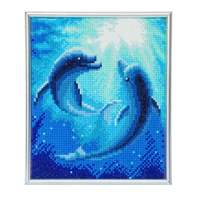 Crystal Art Kristallkunst Bilderrahmen mit silberfarbigem Rahmen CAM-12 Dolphin Dance