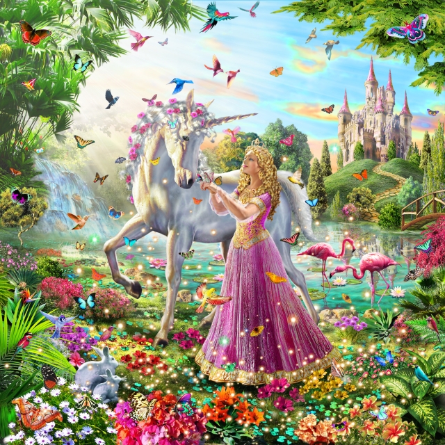 Craft Buddy CAK-AC1 Framed Crystal Art Holzrahmen The Princess & The Unicorn
