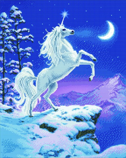 Craft Buddy CAK-XLED14 Framed LED Crystal Art Holzrahmen Moonlight Unicorn