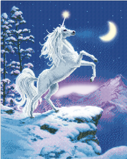 Craft Buddy CAK-XLED14 Framed LED Crystal Art Holzrahmen Moonlight Unicorn
