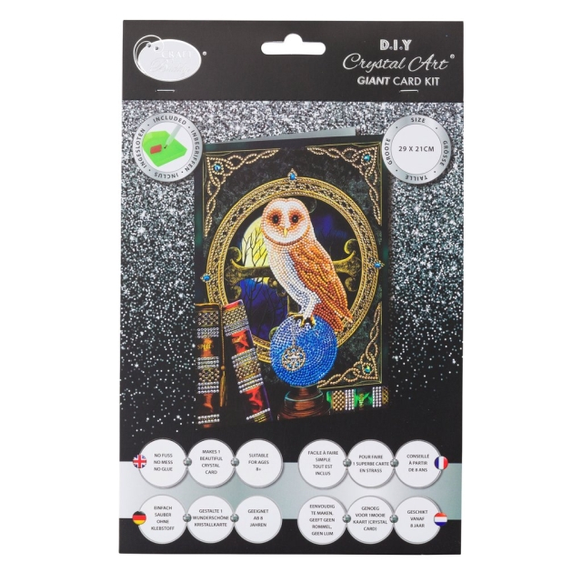 Craft Buddy CCKXL-1 Giant Crystal Art Card 21 x 29 cm Spell Keeper Owl