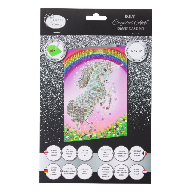 Craft Buddy CCKXL-3 Giant Crystal Art Card 21 x 29 cm Unicorn Rainbow