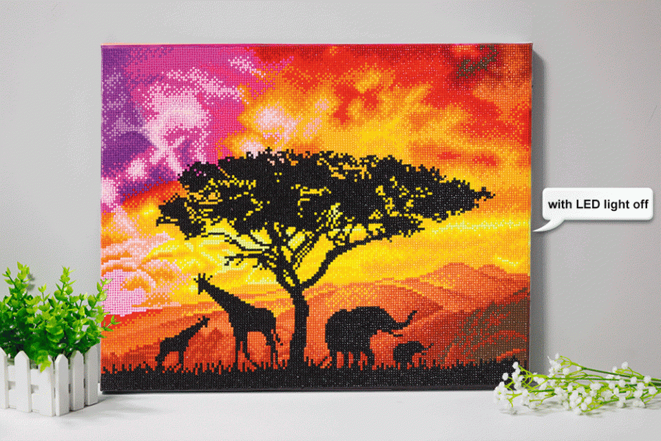 Craft Buddy CAK-XLED16 Framed LED Crystal Art Holzrahmen Savannah Lights
