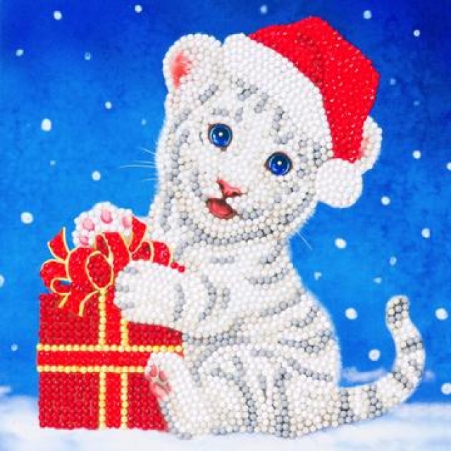 Craft Buddy CCK-XM57 Crystal Card Kit Christmas White Tiger