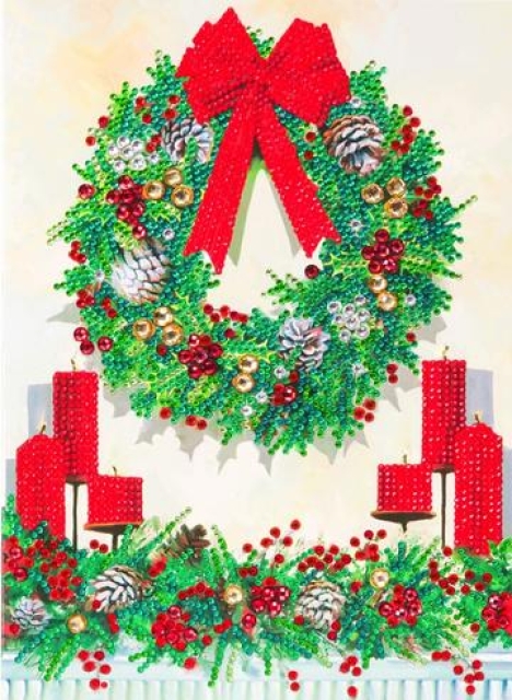 Craft Buddy CCKXL-8 Giant Crystal Art Card 21 x 29 cm Festive Wreath