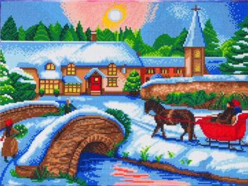 Craft Buddy CAK-A111L Framed Crystal Art Holzrahmen Winter Village