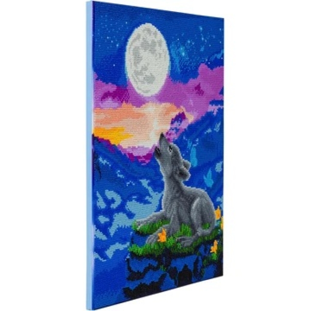 Craft Buddy CAK-A123L Framed Crystal Art Holzrahmen Howling Wolf Cub