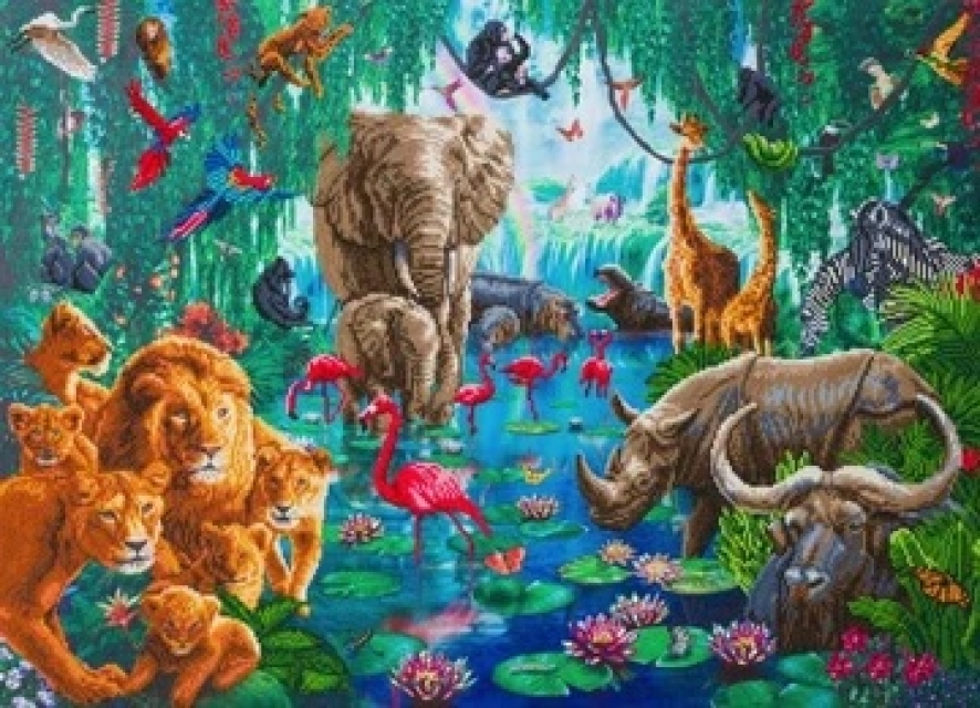 Craft Buddy CAK-A128XL Framed Crystal Art Holzrahmen Jungle Gathering