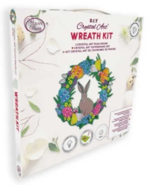 Craft Buddy CA-WR6 Crystal Art Easter Wreath Kit Kranz aus MDF 30 x 30 cm