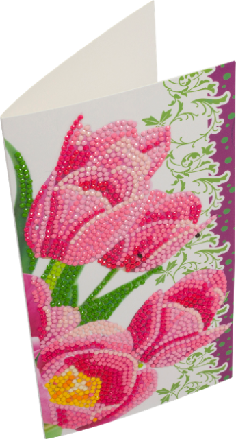 Craft Buddy CCK-11x22C9 Crystal Art Card Pink Tulips