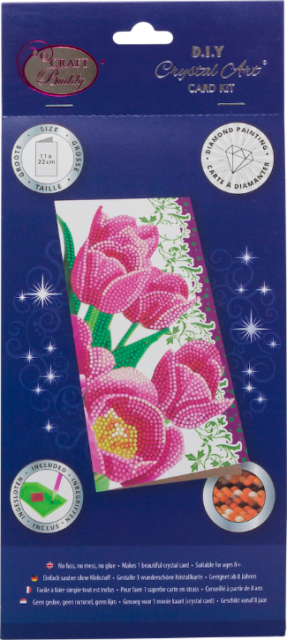 Craft Buddy CCK-11x22C9 Crystal Art Card Pink Tulips