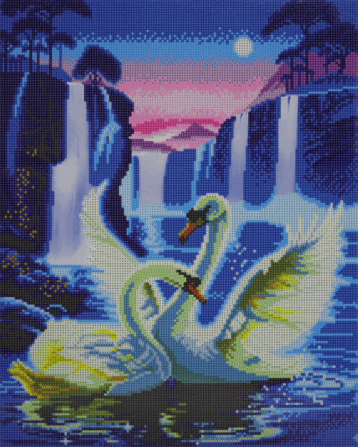 Craft Buddy CAK-XLED7 Framed LED Crystal Art Holzrahmen Moonlight Swans