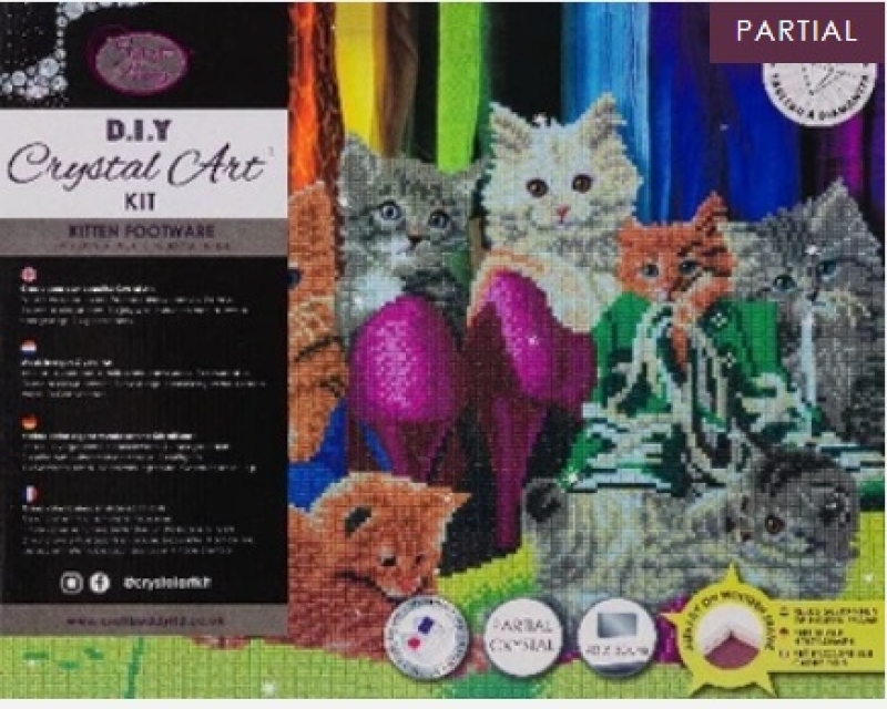 Craft Buddy CAK-A153L Framed Crystal Art Holzrahmen Kitten Footware