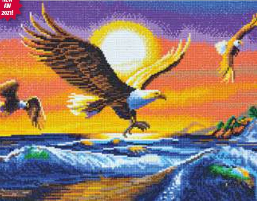 Craft Buddy CAK-A155L Framed Crystal Art Holzrahmen Sunset Eagles