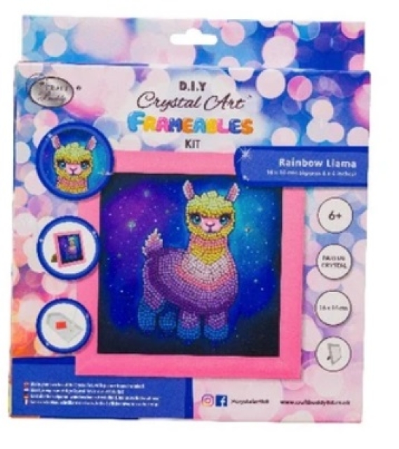 Craft Buddy CAFBL-11 Framed Crystal Art Rahmen 16 x 16 Rainbow Llama