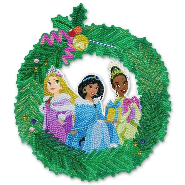 Craft Buddy CA-WRDNY50 Crystal Art Wreath Kit Kranz aus MDF 30 x 30 cm Disney Princesses