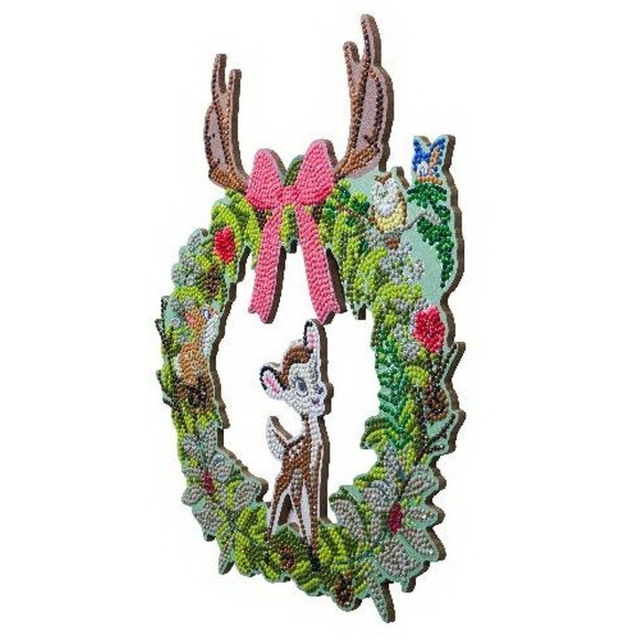 Craft Buddy CA-WRDNY51 Crystal Art Wreath Kit Kranz aus MDF 30 x 30 cm Disney Bambi