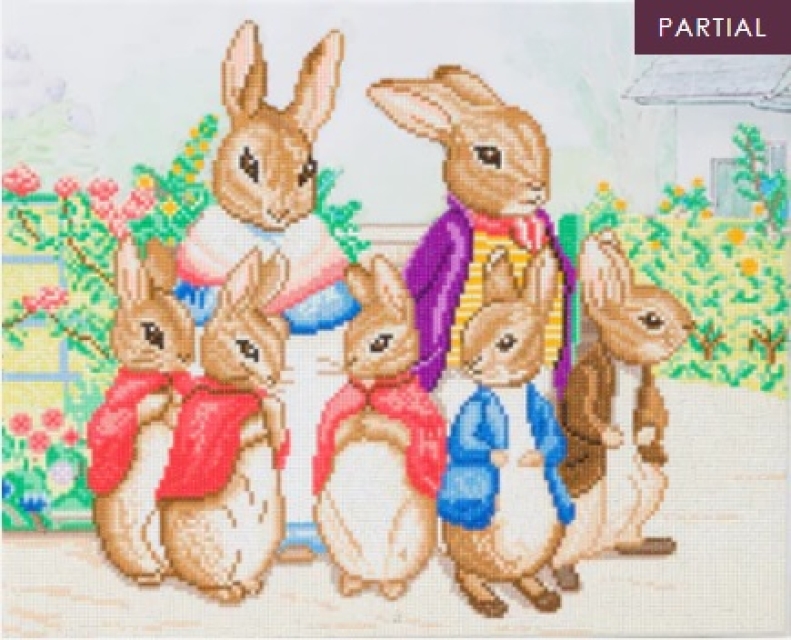 Craft Buddy CAK-PRBT52 Framed Crystal Art Holzrahmen Peter Rabbit and Family