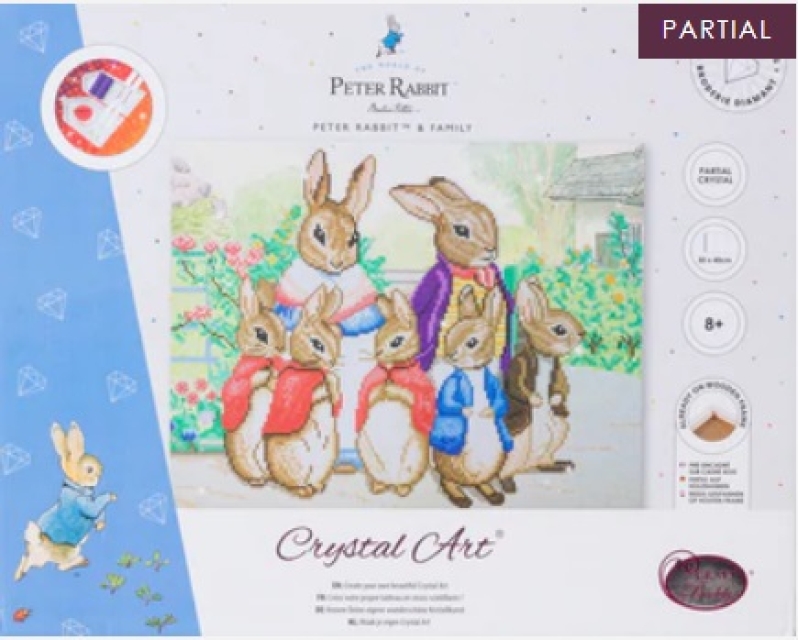 Craft Buddy CAK-PRBT52 Framed Crystal Art Holzrahmen Peter Rabbit and Family