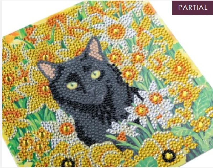 Craft Buddy CCK-A103 Crystal Art Card 18 x 18 cm Cat among the Flowers