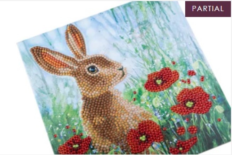 Craft Buddy CCK-A101 Crystal Art Card 18 x 18 cm Wild Poppies and the Hare