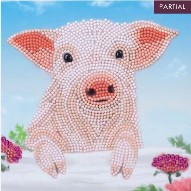 Craft Buddy CCK-A100 Crystal Art Card 18 x 18 cm Pig on the Fence
