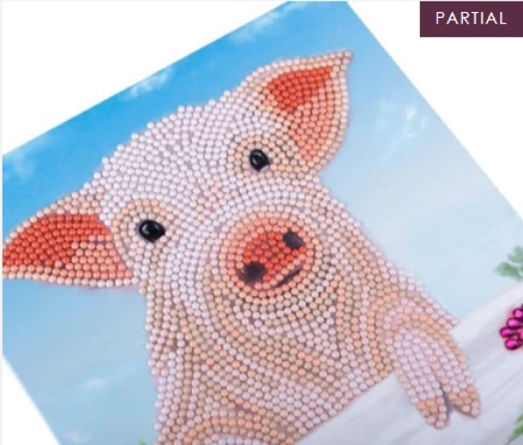 Craft Buddy CCK-A100 Crystal Art Card 18 x 18 cm Pig on the Fence