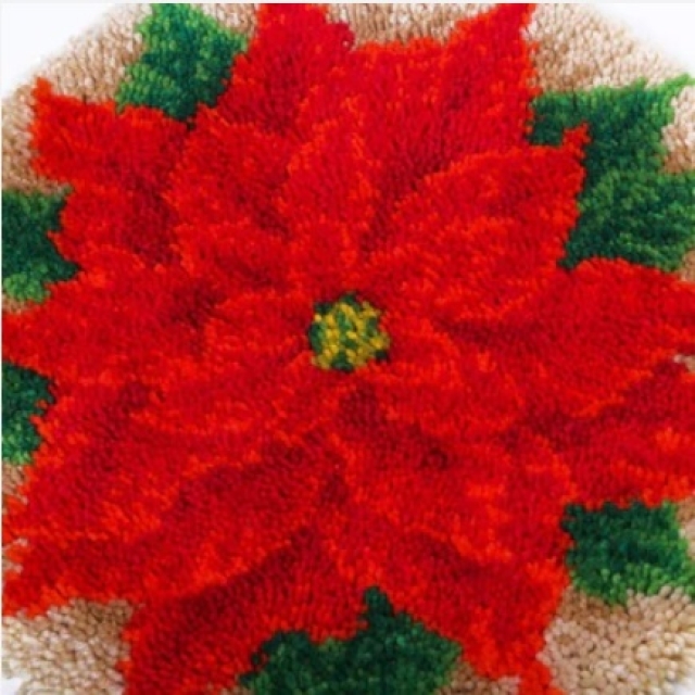 Craftbuddy LH02-POIN Latch Hook Rug Kit Knüpfen Kissen Poinsettia