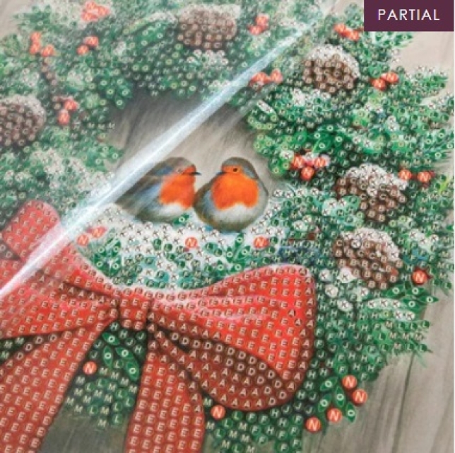 Craft Buddy CCK-XM105 Crystal Art Card 18 x 18 cm Wreath & Robins