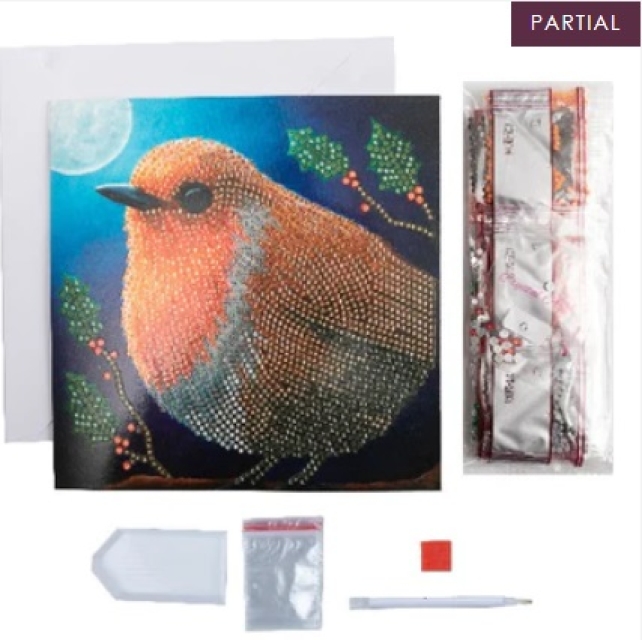 Craft Buddy CCK-XM104 Crystal Art Card 18 x 18 cm Robin