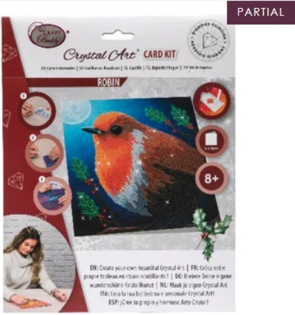 Craft Buddy CCK-XM104 Crystal Art Card 18 x 18 cm Robin