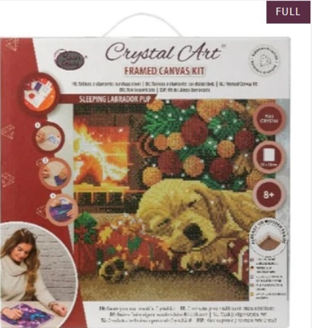 Craft Buddy CAK-A166M Framed Crystal Art Holzrahmen Sleeping Labrador Pup