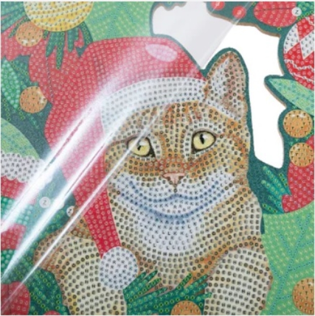 Craft Buddy CA-WR13 Crystal Art Kit Wreath 30 x 30 cm Christmas Cat