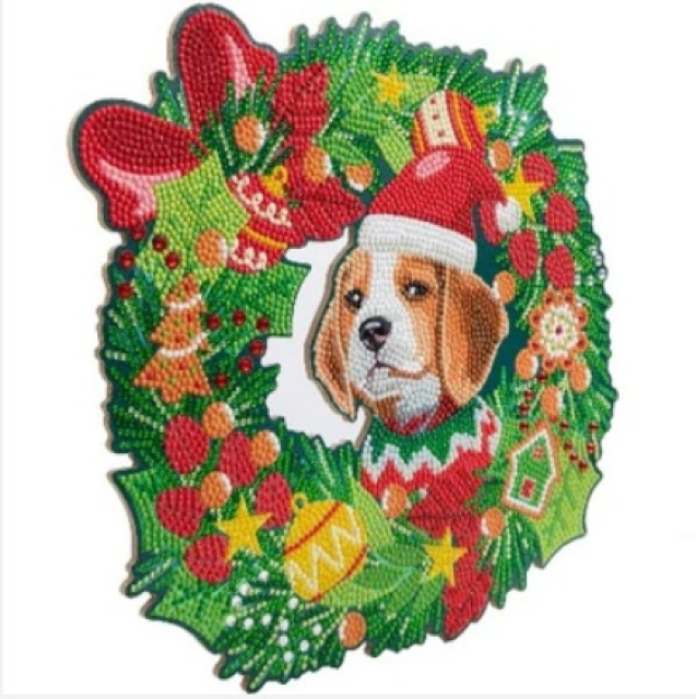 Craft Buddy CA-WR12 Crystal Art Kit Wreath 30 x 30 cm Christmas Dog