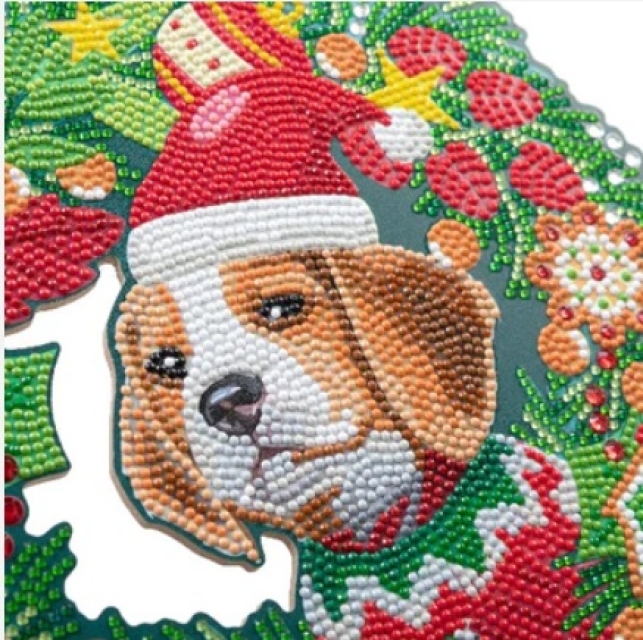 Craft Buddy CA-WR12 Crystal Art Kit Wreath 30 x 30 cm Christmas Dog