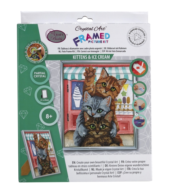 CAM-33 Crystal Art Gallery Collection Kit 21 x 25 cm Kittens