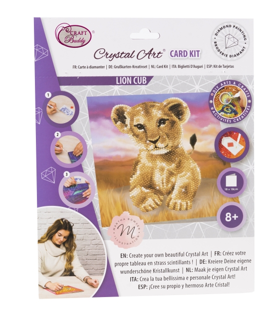 Craft Buddy CCK-A122 Crystal Art Card 18 x 18 cm Lion Cub