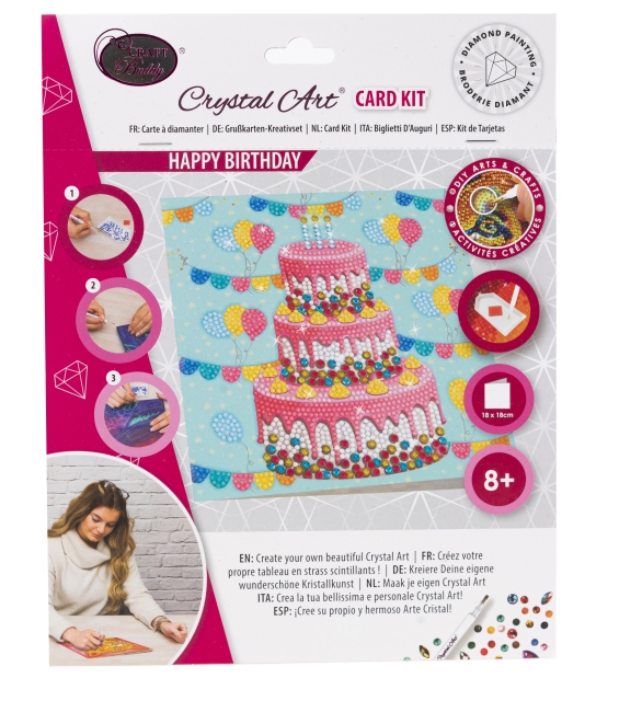 Craft Buddy CCK-A124 Crystal Art Card 18 x 18 cm Cake