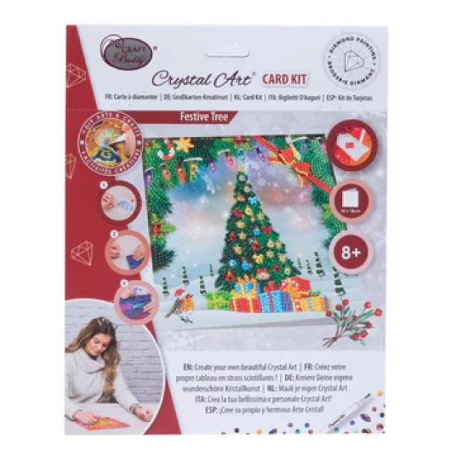 Craft Buddy CCK-XM139 Teddy Crystal Art Card Festive Tree